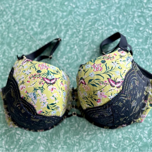 Cacique by Lane Bryant Boost Balconette, Green with Wild Flower Print, Sz US 42G - Picture 3 of 3